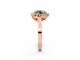 Rose gold Fancy Green Heart  Cut Diamond Halo Ring with Round Brilliant Halo and Solitaire Band_2