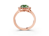 Rose gold Fancy Green Heart  Cut Diamond Halo Ring with Round Brilliant Halo and Solitaire Band_3