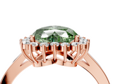 Rose gold Fancy Green Heart  Cut Diamond Halo Ring with Round Brilliant Halo and Solitaire Band_4