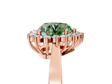 Rose gold Fancy Green Heart  Cut Diamond Halo Ring with Round Brilliant Halo and Solitaire Band_5