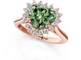 Rose gold Fancy Green Heart  Cut Diamond Halo Ring with Solitaire Band and Prong Setting_30