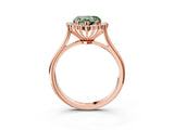 Rose gold Fancy Green Heart  Cut Diamond Halo Ring with Solitaire Band and Prong Setting_32