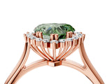 Rose gold Fancy Green Heart  Cut Diamond Halo Ring with Solitaire Band and Prong Setting_33