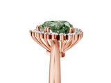 Rose gold Fancy Green Heart  Cut Diamond Halo Ring with Solitaire Band and Prong Setting_34