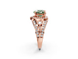 Rose gold Fancy Green Heart Cut Diamond Halo Ring with Split Shank and Bezel Accents and Four-Prong Setting_2