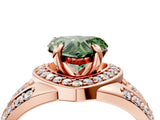 Rose gold Fancy Green Heart Cut Diamond Halo Ring with Split Shank and Bezel Accents and Four-Prong Setting_4