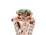 Rose gold Fancy Green Heart Cut Diamond Halo Ring with Split Shank and Bezel Accents and Four-Prong Setting_5