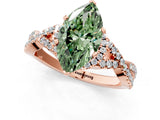 Rose gold Fancy Green Heart Cut Diamond  Halo Twist Band Solitaire Prong Setting Ring_43