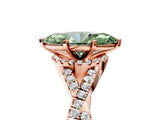 Rose gold Fancy Green Heart Cut Diamond  Halo Twist Band Solitaire Prong Setting Ring_47