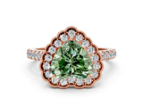 Rose gold Fancy Green Heart  Cut Diamond Milgrain Floral Halo Engagement Ring with Pavé Band_39