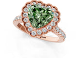 Rose gold Fancy Green Heart  Cut Diamond Milgrain Floral Halo Engagement Ring with Pavé Band_40