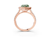 Rose gold Fancy Green Heart  Cut Diamond Milgrain Floral Halo Engagement Ring with Pavé Band_42