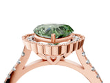 Rose gold Fancy Green Heart  Cut Diamond Milgrain Floral Halo Engagement Ring with Pavé Band_43