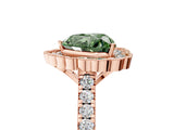 Rose gold Fancy Green Heart  Cut Diamond Milgrain Floral Halo Engagement Ring with Pavé Band_44