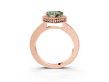 Rose gold Fancy Green Heart Cut Diamond Milgrain Halo Engagement Ring with Round Pavé Band and Prong Setting_27