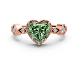 Rose gold Fancy Green Heart  Cut Diamond Milgrain Marquise Band with Prong Setting_3