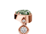 Rose gold Fancy Green Heart  Cut Diamond Milgrain Marquise Band with Prong Setting_8
