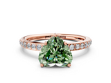 Rose gold Fancy Green Heart  Cut Diamond Pavé Band Ring with Four-Prong Setting