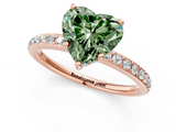 Rose gold Fancy Green Heart  Cut Diamond Pavé Band Ring with Four-Prong Setting_1