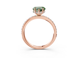 Rose gold Fancy Green Heart  Cut Diamond Pavé Band Ring with Four-Prong Setting_3