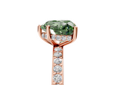 Rose gold Fancy Green Heart  Cut Diamond Pavé Band Ring with Four-Prong Setting_5