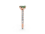 Rose gold Fancy Green Heart Cut Diamond Pavé Band Solitaire Ring with Prong Setting_19