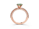 Rose gold Fancy Green Heart Cut Diamond Pavé Band Solitaire Ring with Prong Setting_20