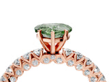 Rose gold Fancy Green Heart Cut Diamond Pavé Band Solitaire Ring with Prong Setting_21