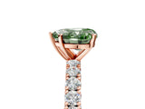 Rose gold Fancy Green Heart Cut Diamond Pavé Band Solitaire Ring with Prong Setting_22