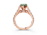 Rose gold Fancy Green Heart  Cut Diamond Pavé Band Solitaire with Four-Prong Setting_18