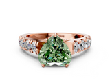 Rose gold Fancy Green Heart  Cut Diamond Pavé Band Solitaire with Four-Prong Setting_3