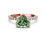 Rose gold Fancy Green Heart  Cut Diamond Pavé Band Solitaire with Four-Prong Setting_3