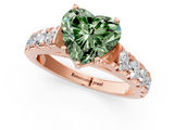 Rose gold Fancy Green Heart  Cut Diamond Pavé Band Solitaire with Four-Prong Setting_4