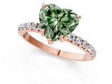 Rose gold Fancy Green Heart  Cut Diamond Pavé Band Solitaire with Four-Prong Setting_4
