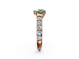 Rose gold Fancy Green Heart  Cut Diamond Pavé Band Solitaire with Four-Prong Setting_5