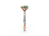 Rose gold Fancy Green Heart  Cut Diamond Pavé Band Solitaire with Four-Prong Setting_5