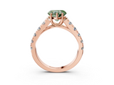 Rose gold Fancy Green Heart  Cut Diamond Pavé Band Solitaire with Four-Prong Setting_6