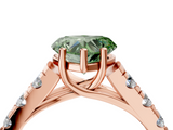 Rose gold Fancy Green Heart  Cut Diamond Pavé Band Solitaire with Four-Prong Setting_7