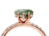 Rose gold Fancy Green Heart  Cut Diamond Pavé Band Solitaire with Four-Prong Setting_7
