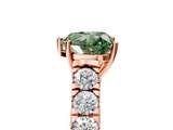 Rose gold Fancy Green Heart  Cut Diamond Pavé Band Solitaire with Four-Prong Setting_8