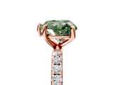 Rose gold Fancy Green Heart  Cut Diamond Pavé Band Solitaire with Four-Prong Setting_8
