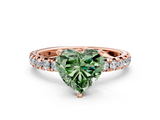 Rose gold Fancy Green Heart  Cut Diamond Pavé Band with Four-Prong Setting