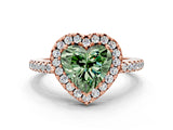 Rose gold Fancy Green Heart Cut Diamond Pavé Halo Ring with Four-Prong Setting_17