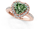 Rose gold Fancy Green Heart Cut Diamond Pavé Halo Ring with Four-Prong Setting_18