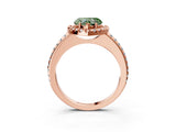 Rose gold Fancy Green Heart Cut Diamond Pavé Halo Ring with Four-Prong Setting_20