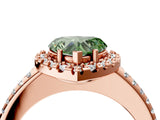 Rose gold Fancy Green Heart Cut Diamond Pavé Halo Ring with Four-Prong Setting_21