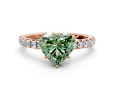 Rose gold Fancy Green Heart Cut Diamond Pavé Solitaire Engagement Ring with Four-Prong Setting_17