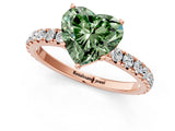 Rose gold Fancy Green Heart Cut Diamond Pavé Solitaire Engagement Ring with Four-Prong Setting_18