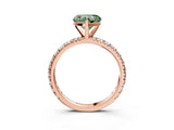 Rose gold Fancy Green Heart Cut Diamond Pavé Solitaire Ring with Round Band and Prong Setting_15