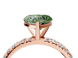 Rose gold Fancy Green Heart Cut Diamond Pavé Solitaire Ring with Round Band and Prong Setting_16